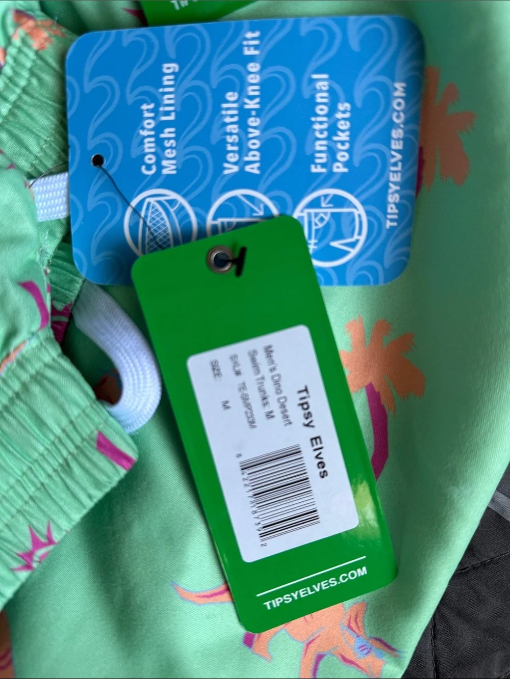 Tipsy Elves Dino Desert Swim Trunks NWT Ret $39.95 Green. Pink, Orange